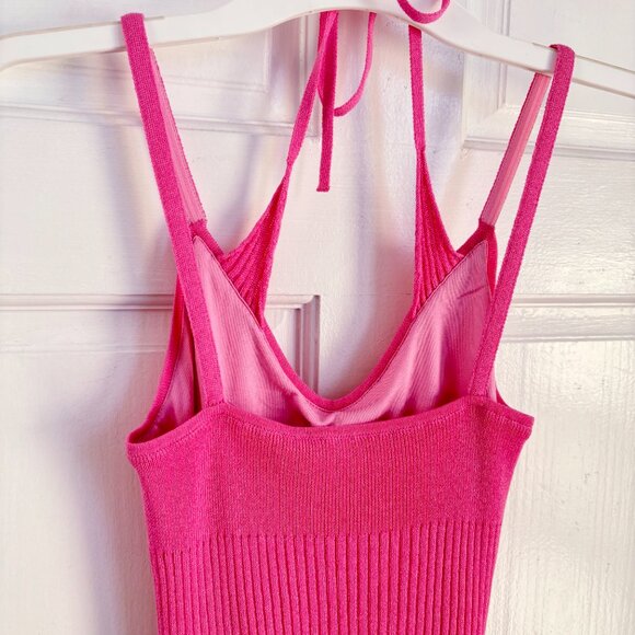 Hansen & Gretel Dress Belinda Pink Fuschia Knit Strap Midi Halter Long Straps XS - Picture 8 of 14